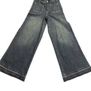 O36 Judy Blue Dark Blue Palazzo  Wide-Leg Flare Jeans